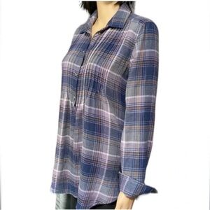American Eagle Outfitters Navy and Lavender Plaid Shirt